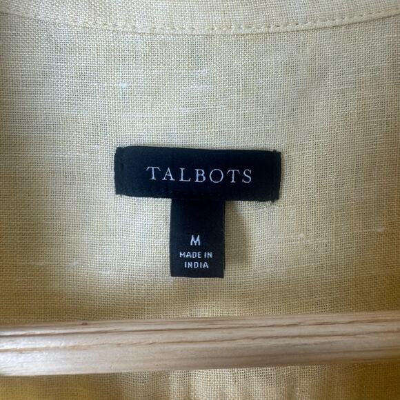 Talbots 100% Linen Button Down Shirt Women’s Medium Butter Yellow Minimalist Top - Picture 2 of 8